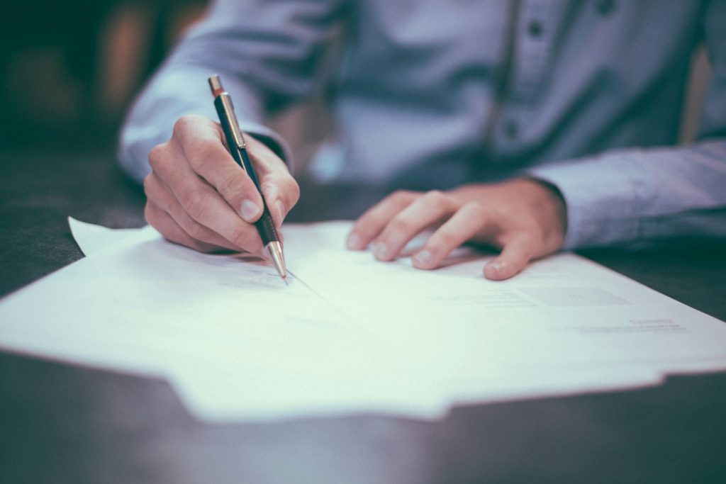 Professional reviewing a document